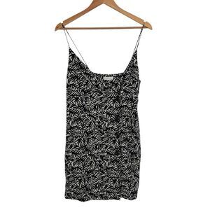 Topshop linen blend black and white tropical mini dress size 8